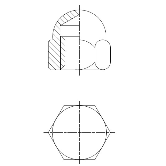 Hexagonal cap-shaped nut